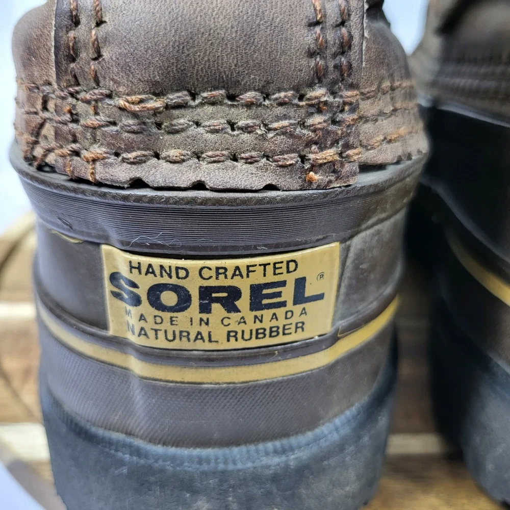 Sorel Caribou Boots Women 8 Brown Leather Waterproof Snow Made in Canada Vintage